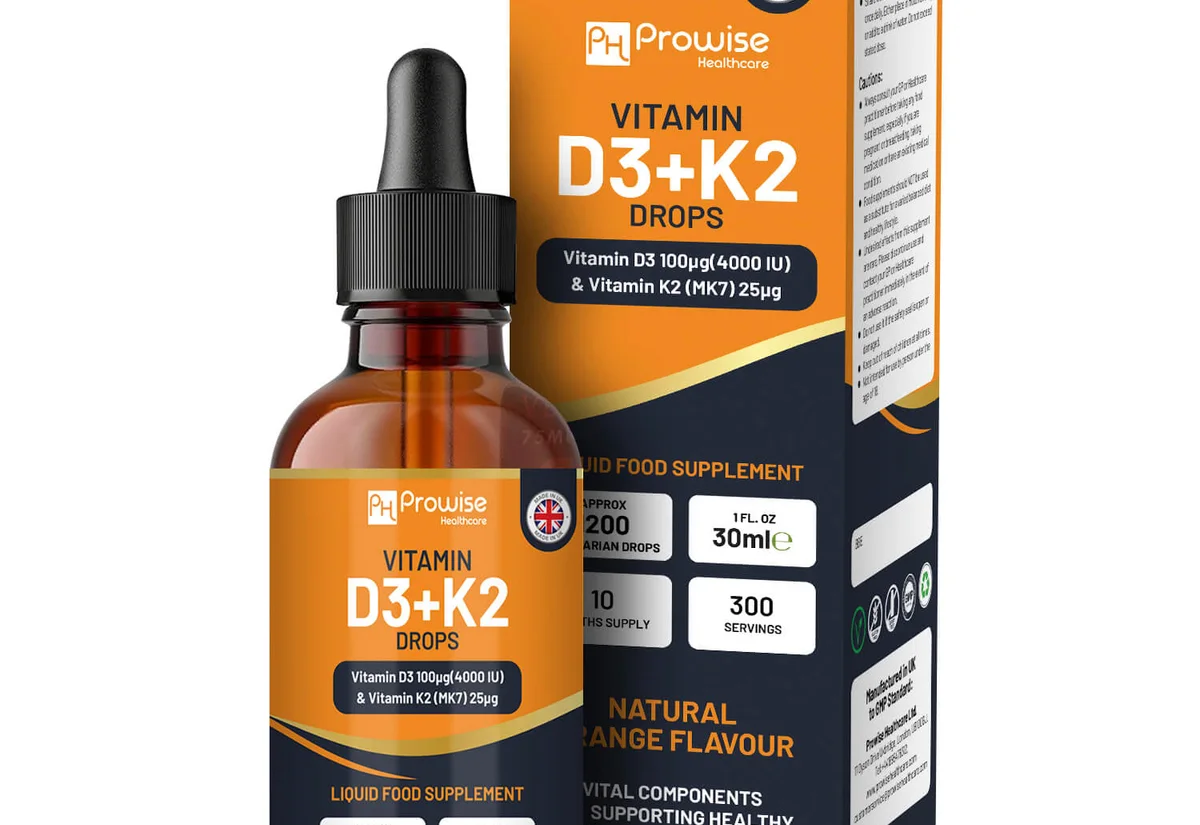 Vitamin D3 4000iu + K2 MK7 Orange Liquid Drops 30ml (Prowise Healthcare) product photo