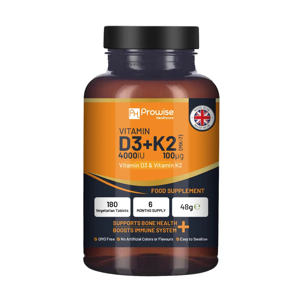 Vitamin D3 4000IU & K2 MK7 100μg Vegetarian 180 Tablets | Drop of Sun product image 1