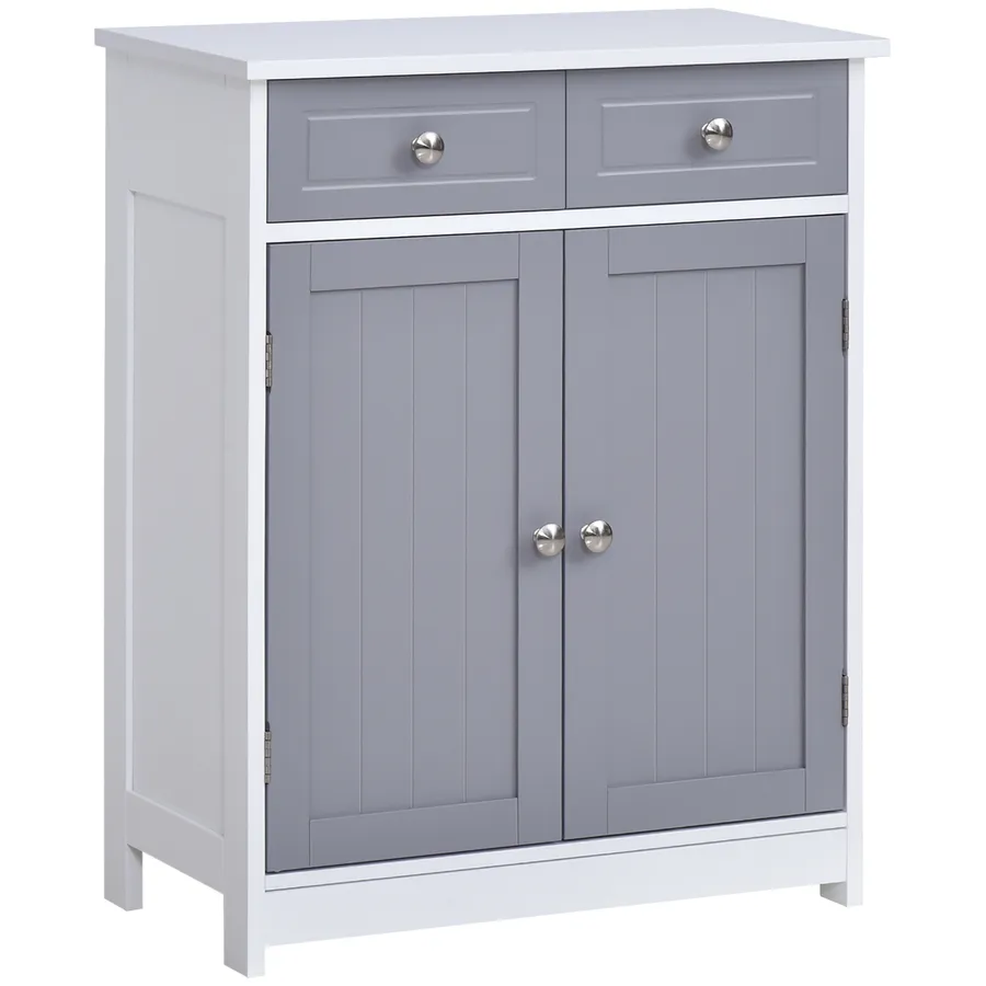 kleankin MDF 2-Drawer Bathroom Cabinet Bathroom Freestanding Cabinet Grey | LimeAway product image 1