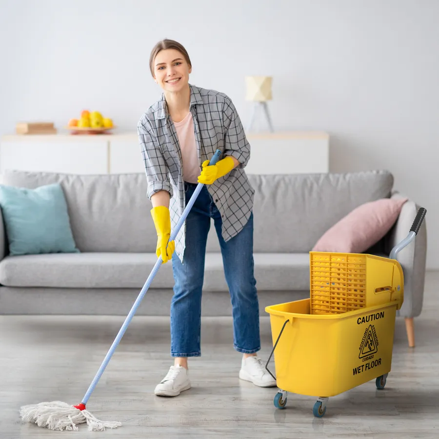 Mop Water Bucket Wringer Cart | LimeAway product image 1
