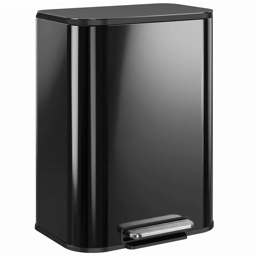 HOMCOM 50L Kitchen Bin, Metal Pedal Rubbish Bin with Soft Close and Stay-Open Lid | LimeAway product image 1