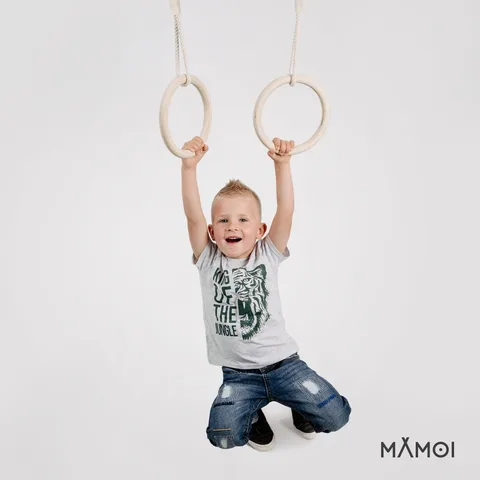 0550924d0d69c0cb 480 - Gymnastic rings with bar 2in1 - wooden rings with height adjustment 85