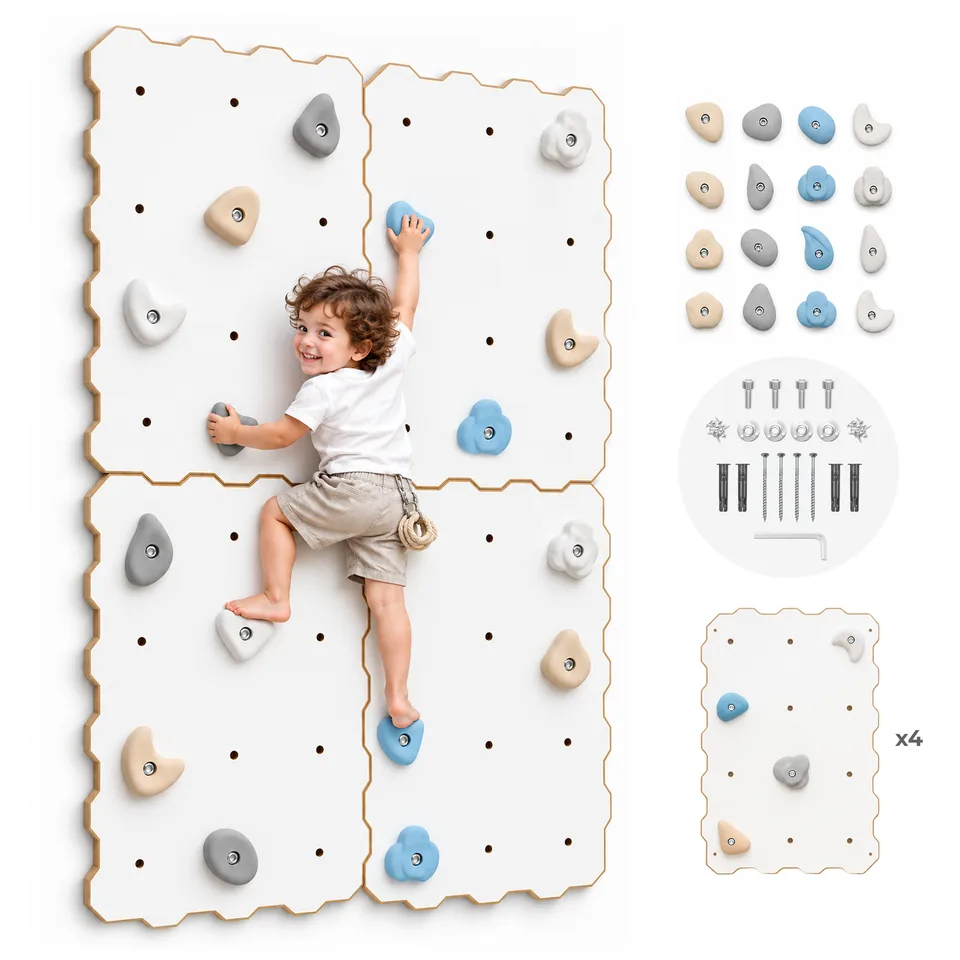 Kids Climbing Wall with 16 Holds, White (XL Set)