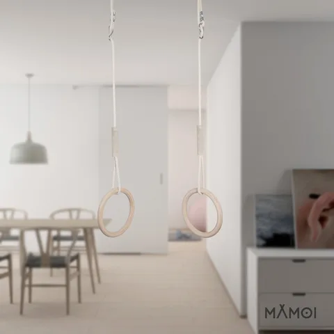3b6ca24ca7d38245 480 - Gymnastic rings with bar 2in1 - wooden rings with height adjustment 85