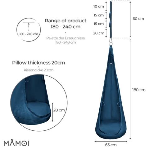 50580db629a0d24a 480 - Hanging Cocoon made of Velvet Fabric with Cushion | Tiny Summit