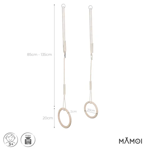 6d3ed7133b247f5c 480 - Gymnastic rings with bar 2in1 - wooden rings with height adjustment 85