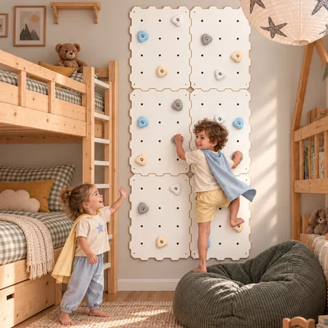 87eeed498b7bede8 480 - Kids Climbing Wall with 16 Holds, White (XL Set) | Tiny Summit