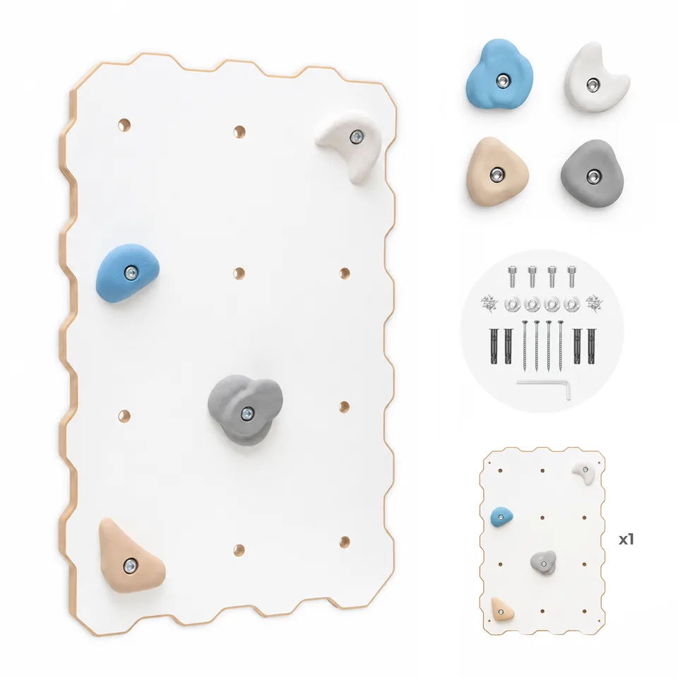 Kids Climbing Wall with 4 Holds, White (L Set)