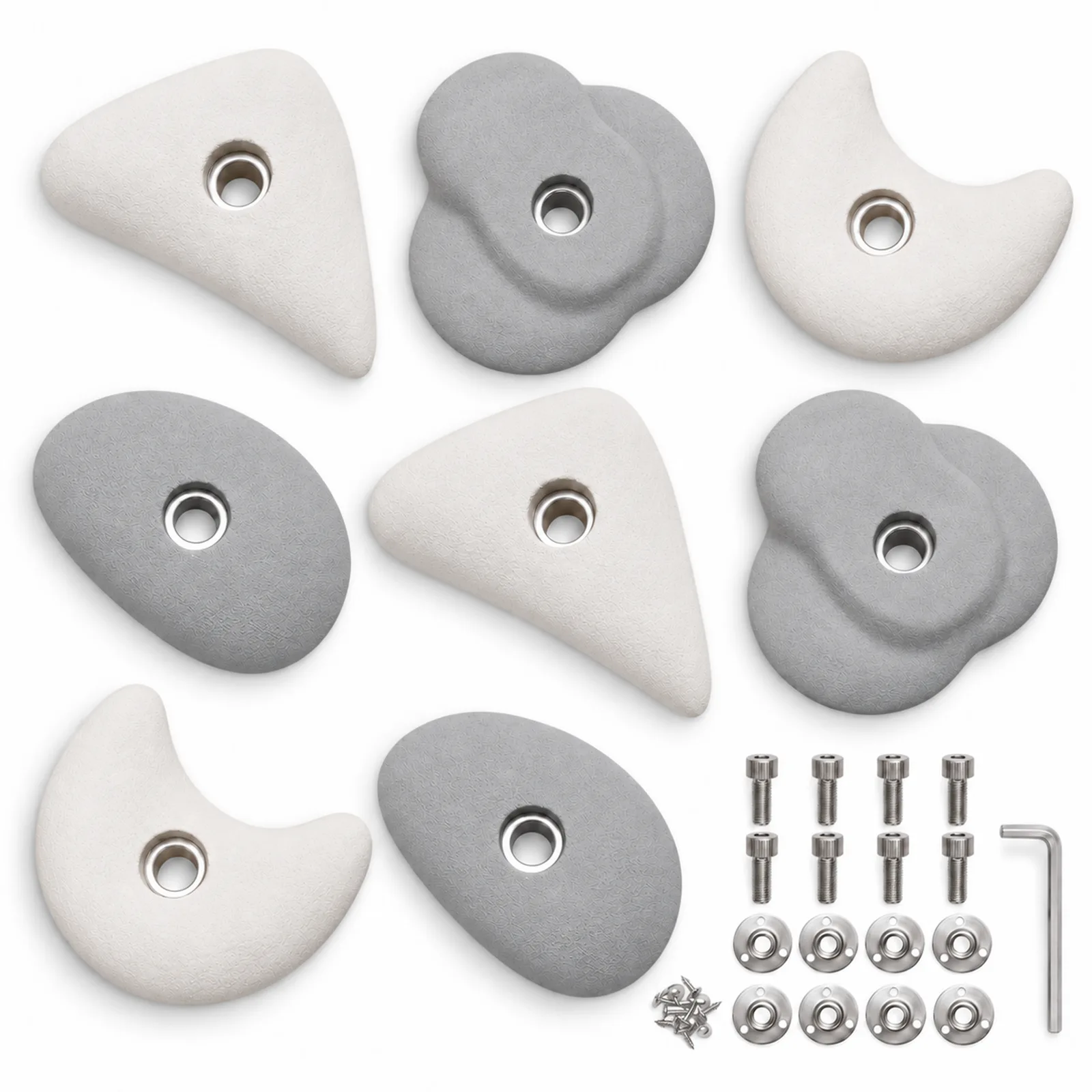 Climbing Holds, Set of 8 (White and Grey)