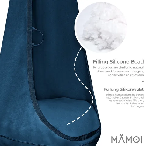 c480a794e5593f10 480 - Hanging Cocoon made of Velvet Fabric with Cushion | Tiny Summit