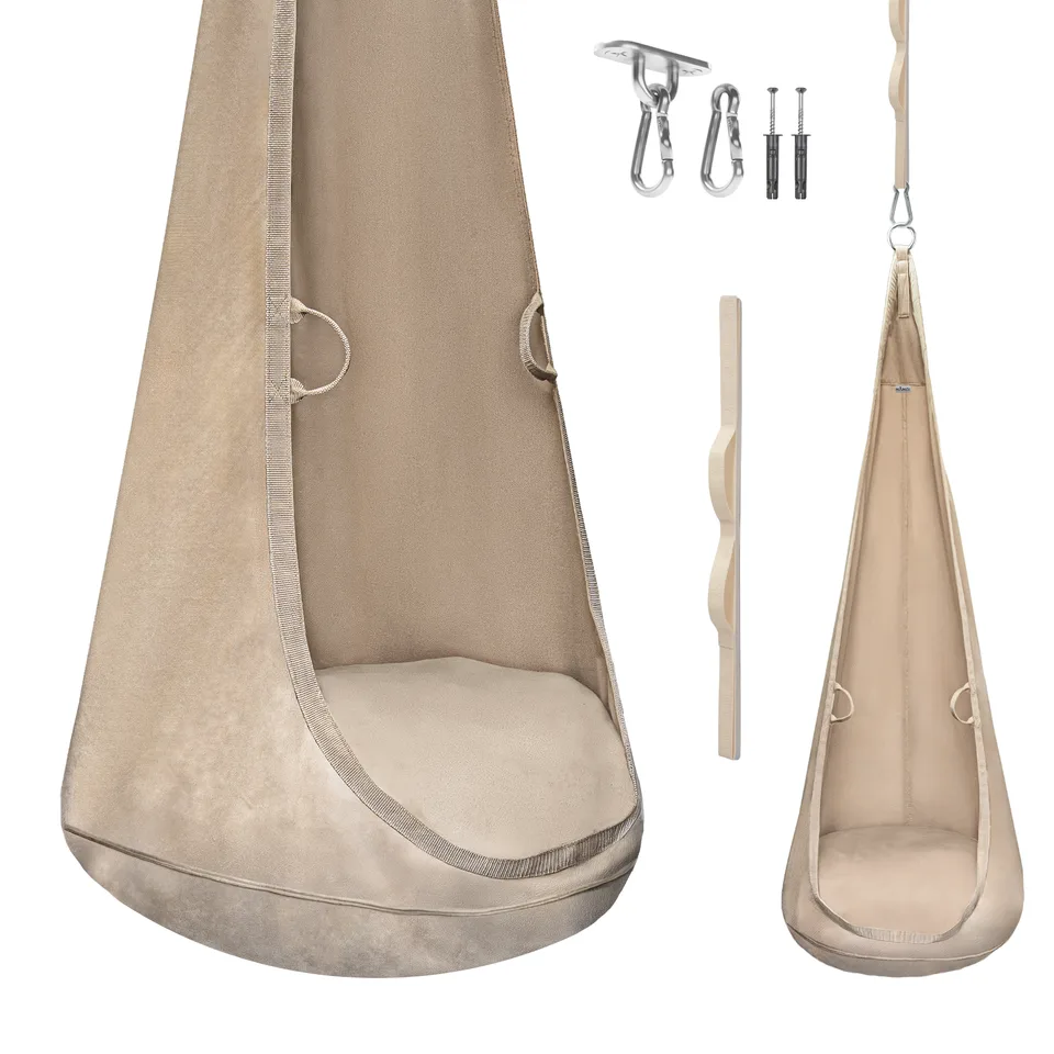 Hanging Cocoon Seat Made of Velvet Fabric with Cushion and Hook