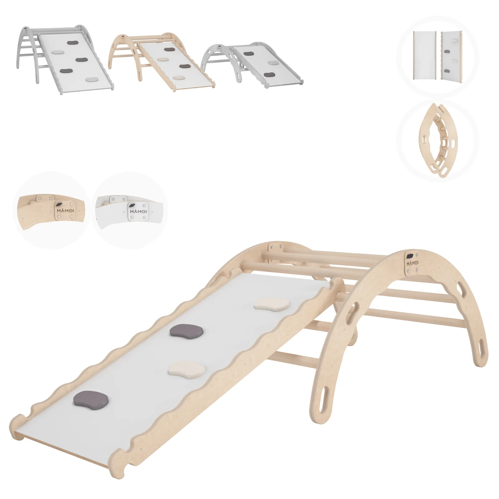 Toddler Climbing Frame with Slide, Natural (M)