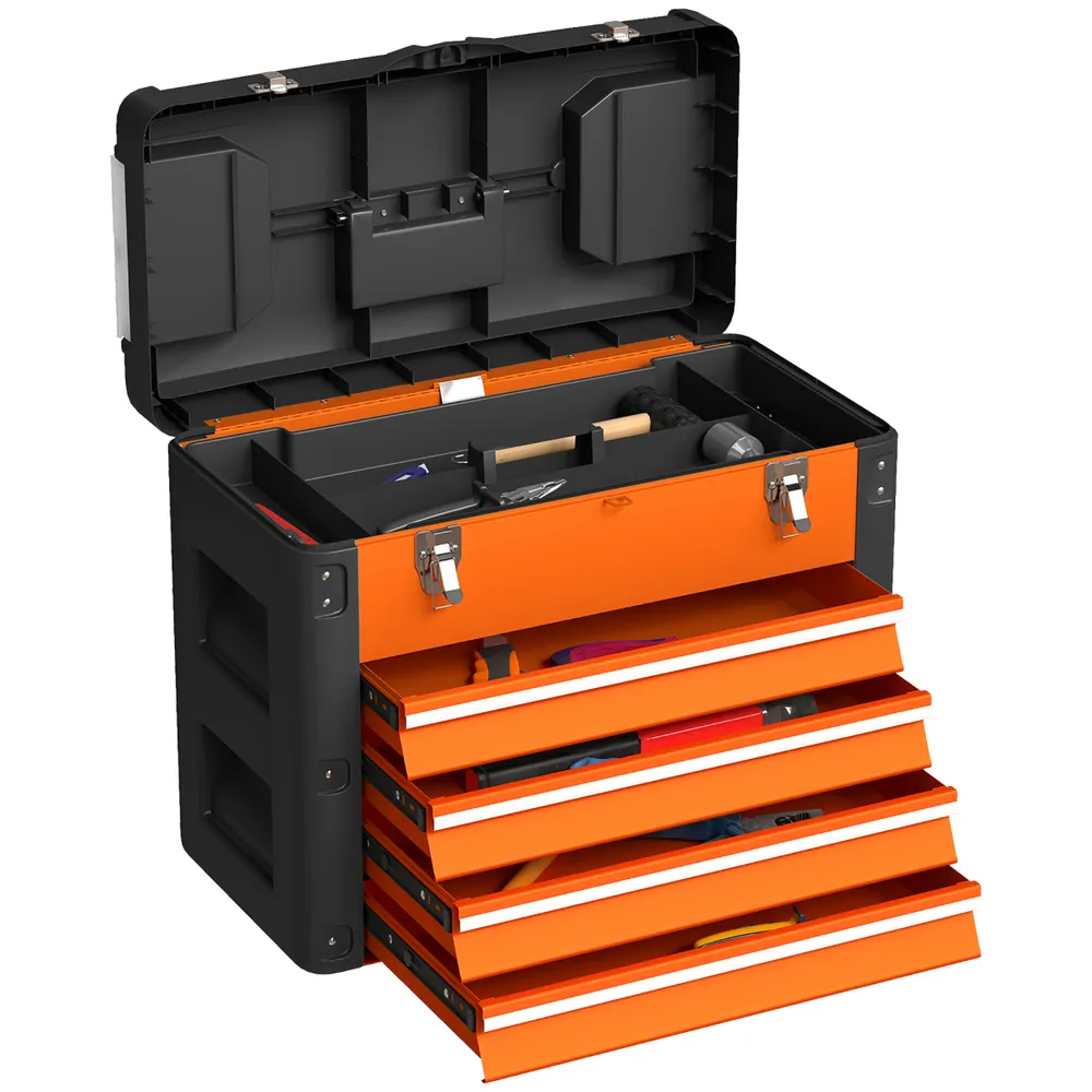 HOMCOM 4 Drawers Large Tool Box, Steel Toolbox with Handle | Torqkit product image 1