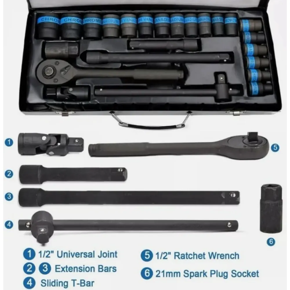 Heavy Duty 1/2" Ratchet Wrench 8-32mm Metric Socket Set Metal Case Socket Set UK | Torqkit product image 1