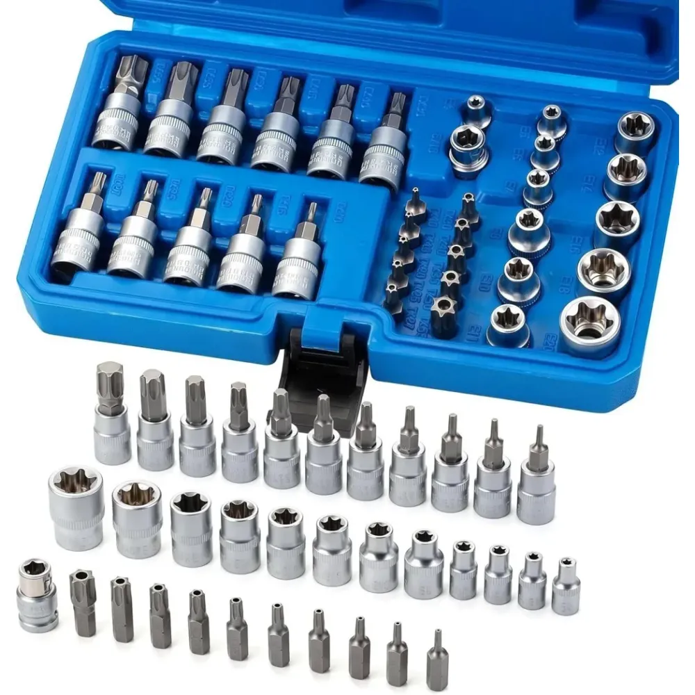 34pcs Torx Star Socket & Bit Set Male Female E & T Sockets Torx Bits with Case | Torqkit product image 1