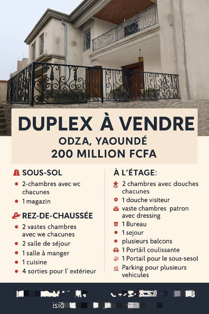 House (Duplex) for sale - Yaoundé, Odza, odza - 3 living room(s), 6 bedroom(s), 7 bathroom(s) - 200 000 000 FCFA / month