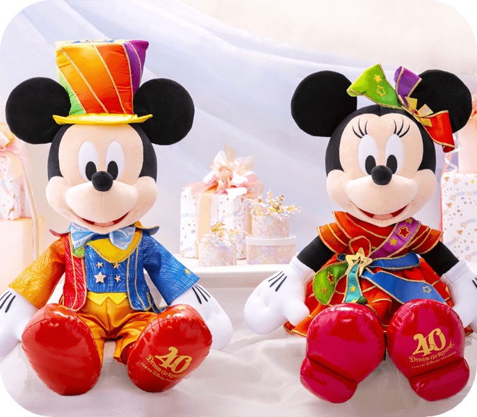 東京迪士尼40週年名貴限量品 | Mickey + Minnie 紀念版毛公仔