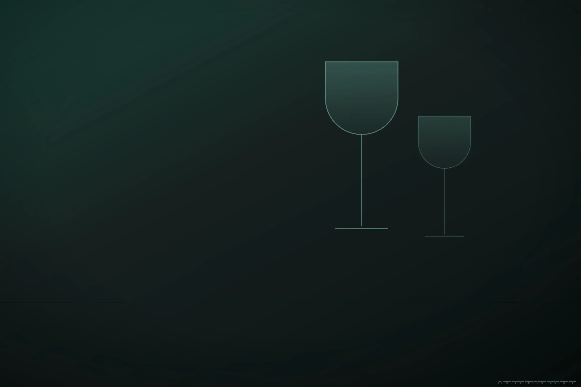 品飲教室中並排的酒杯，光線由側面打入