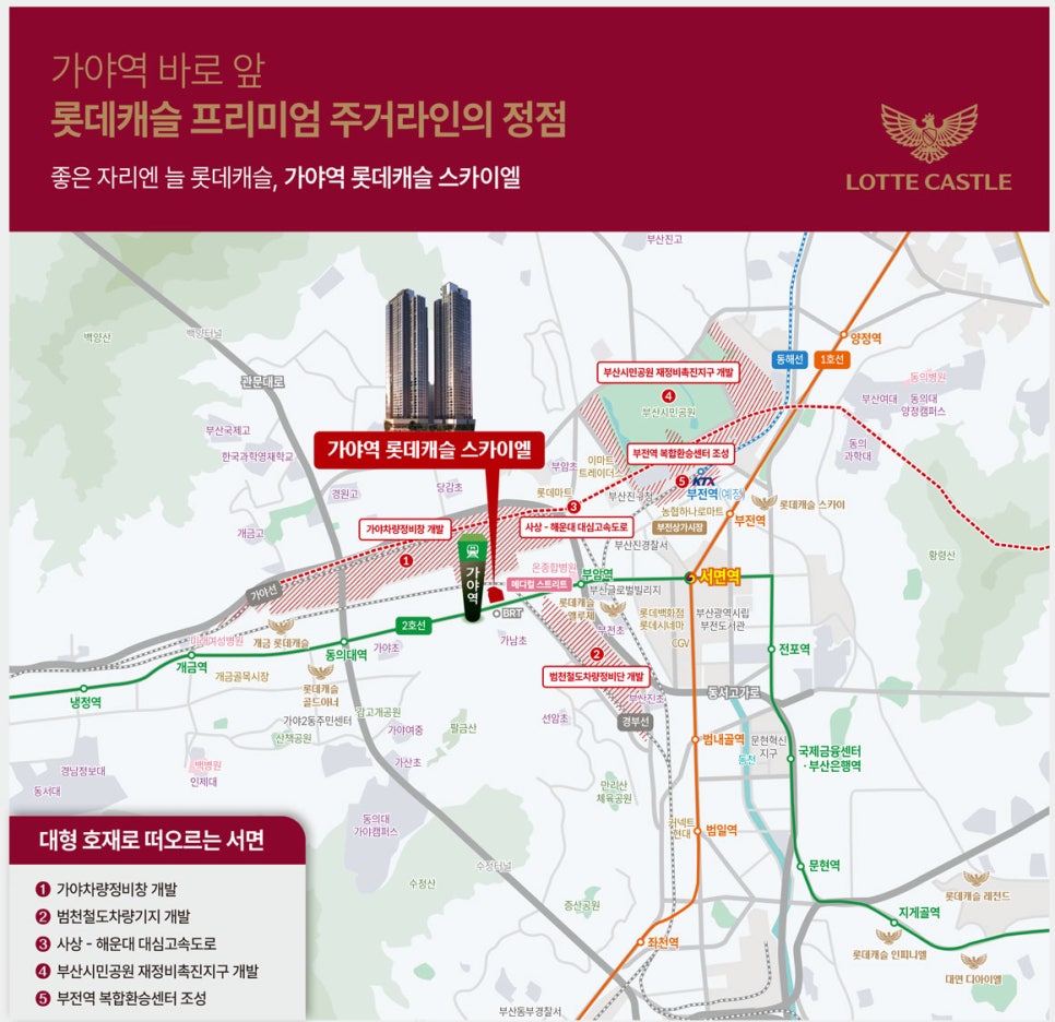Location of Gaya Station Lotte Castle Skyel