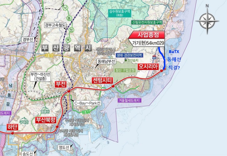釜山型快线铁路BuTX线路图