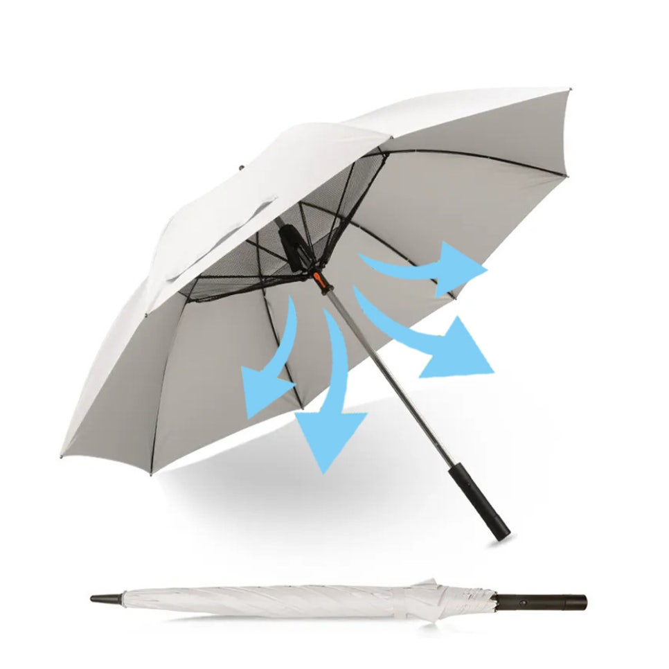 USB Rechargeable Fan Umbrella LED Transparent Umbrella 3-Stage Automatic Lighting Inverted Umbrella Inverted Umbrella