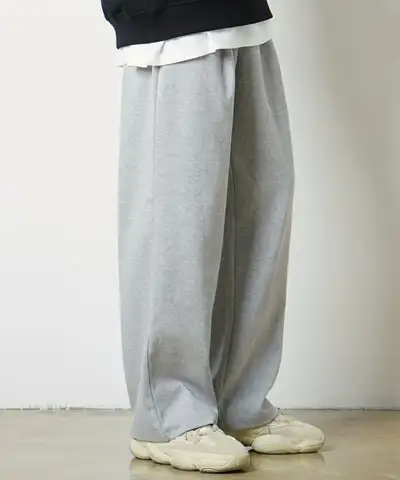 [Summer or Fleece or All-Season Fabric Choice] Single Pleat Wide Sweatpants Gray