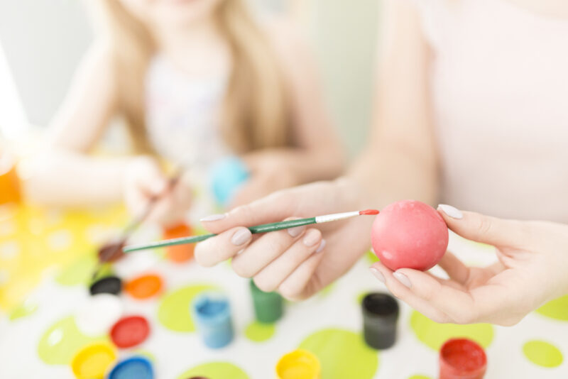 Crop Woman Painting Eggs Crop Woman Painting Eggs