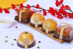 纯手工咸香酥皮、烧皮月饼套（六粒装）Golden Sweet Savoury Pastry & Classic Mooncake Giftbox (6pcs/box)