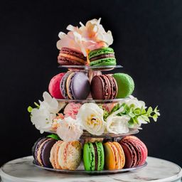 Macaron Tower with Flowers