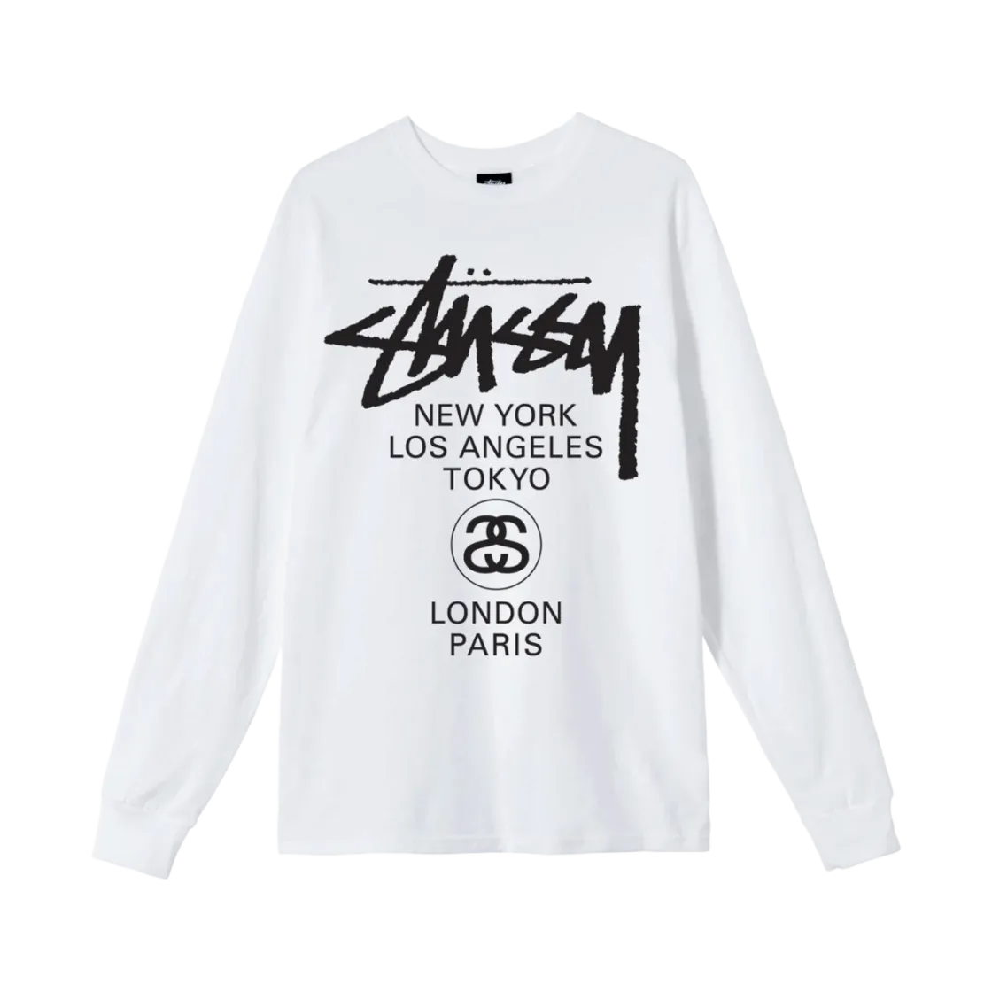 스투시 월드투어 롱슬리브 티셔츠 화이트