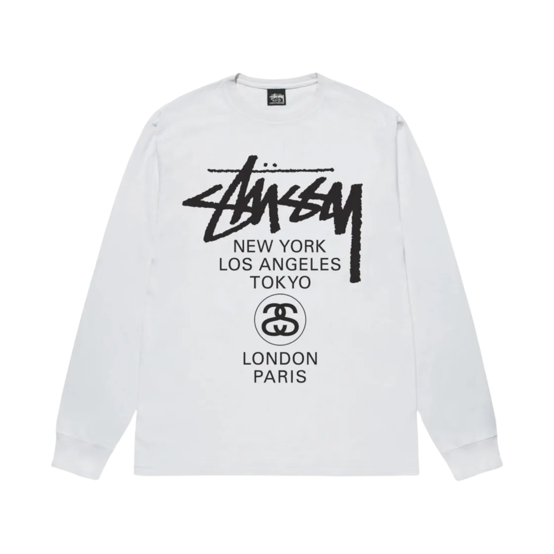 스투시 월드투어 롱슬리브 티셔츠 화이트 2024