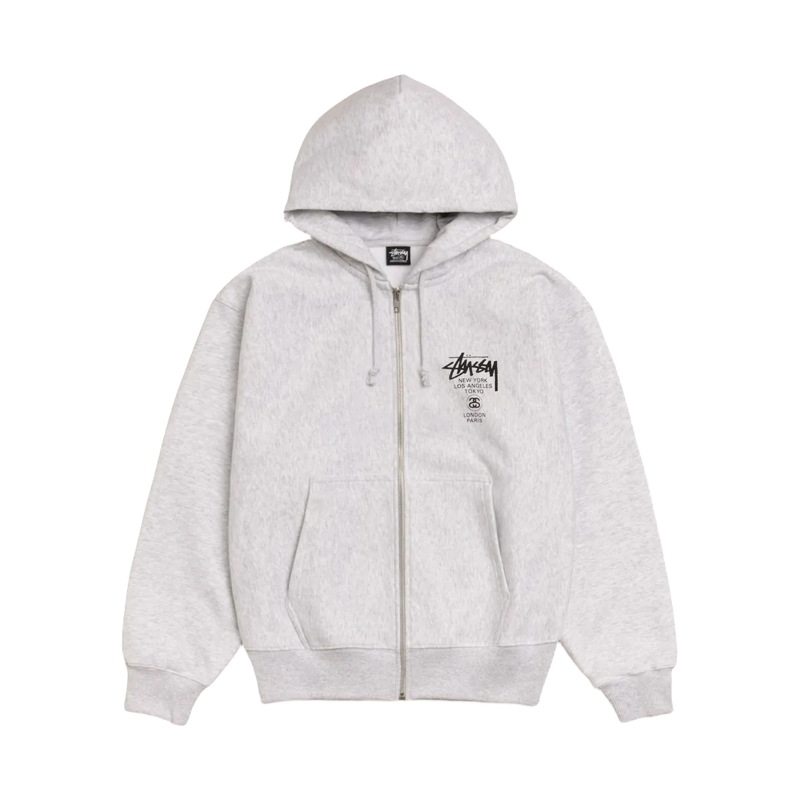 스투시 월드투어 후드 집업 애쉬 헤더 2025