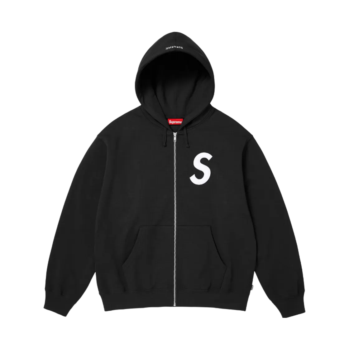 슈프림 S 로고 집업 후드 스웨트셔츠 블랙 - 25FW