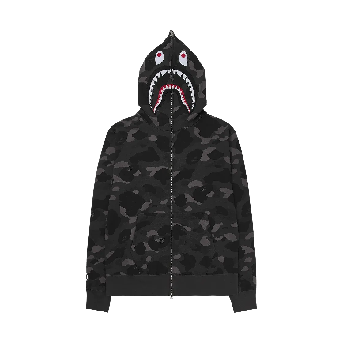 베이프 컬러 카모 샤크 풀 집업 후드 블랙