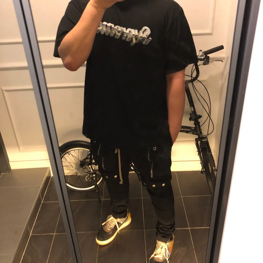 슈프림 크롬 로고 티셔츠 블랙 - 20SS thumbnail 5