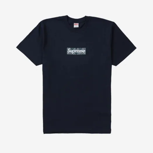 슈프림 반다나 박스로고 티셔츠 네이비 - 19FW