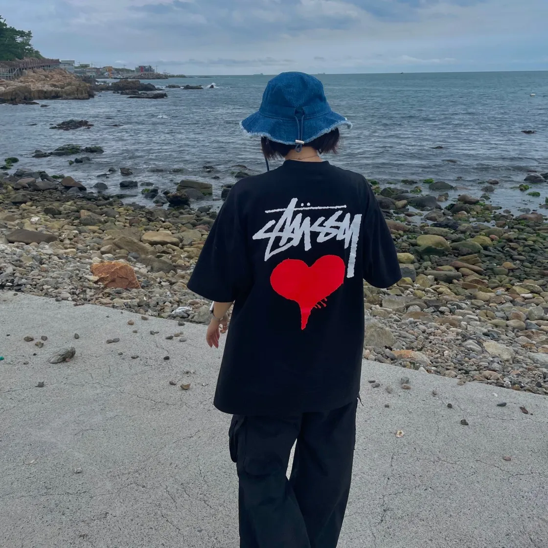 스투시 스탁 하트 티셔츠 블랙 thumbnail 7