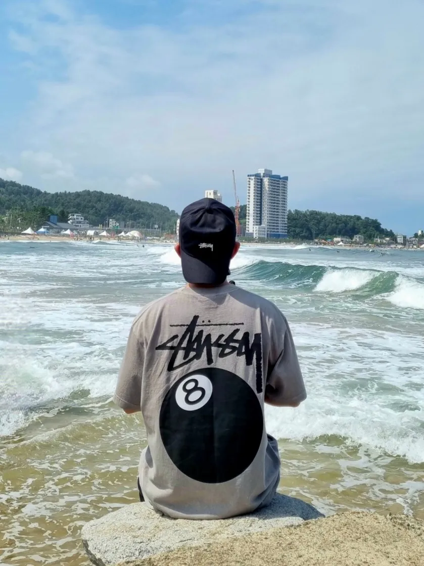 스투시 8볼 피그먼트 다이드 티셔츠 그레이 - 22SS thumbnail 3