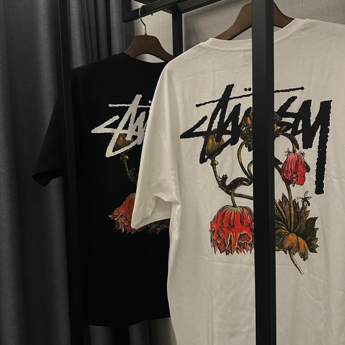 스투시 위더드 플라워 티셔츠 블랙 thumbnail 6