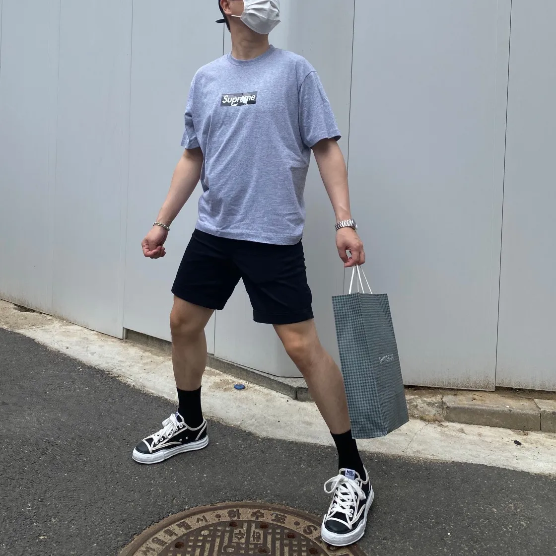 슈프림 x 에밀리오 푸치 박스로고 티셔츠 헤더 그레이 블랙 - 21SS thumbnail 4