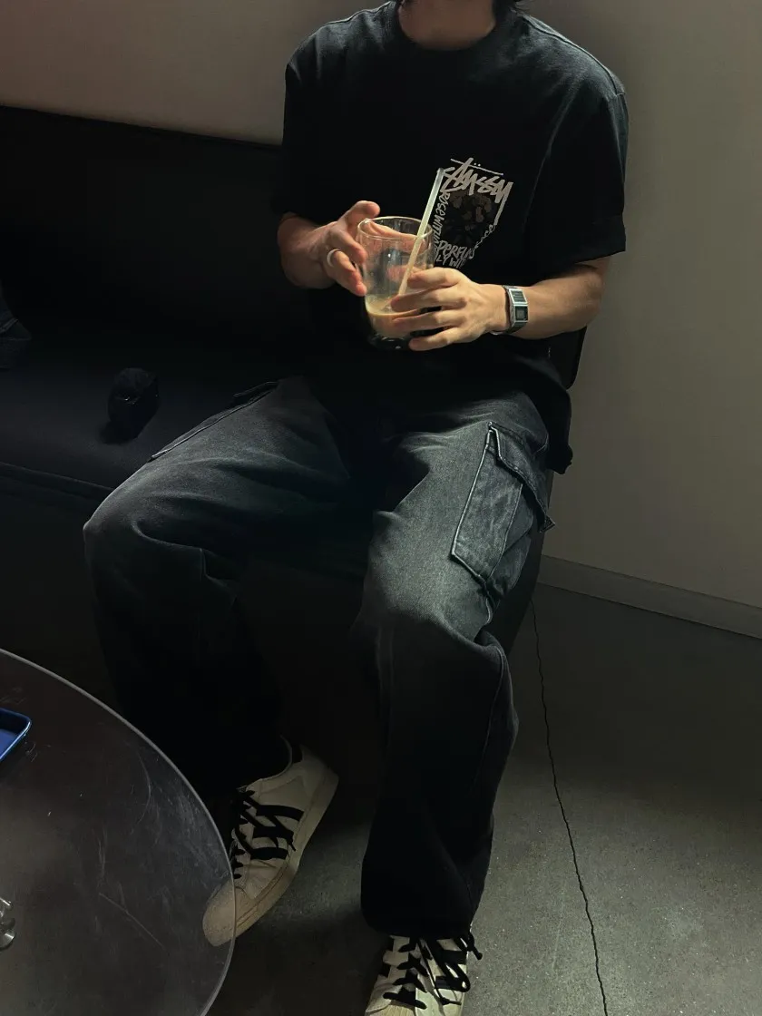 스투시 카멜리아 피그먼트 다이드 티셔츠 블랙 thumbnail 2