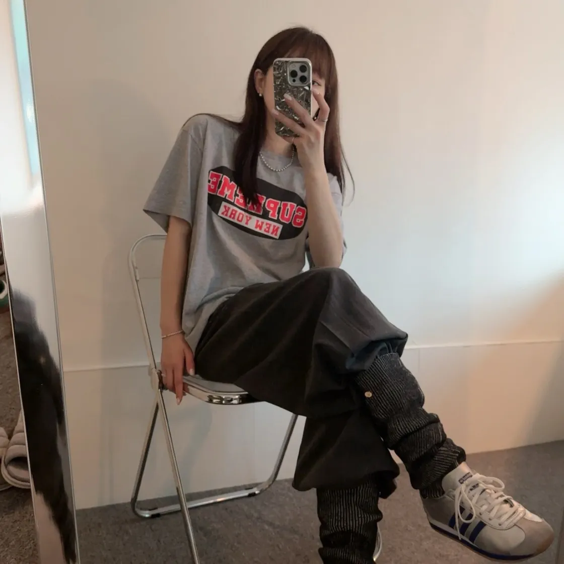 슈프림 뉴욕 티셔츠 헤더 그레이 - 23SS thumbnail 6