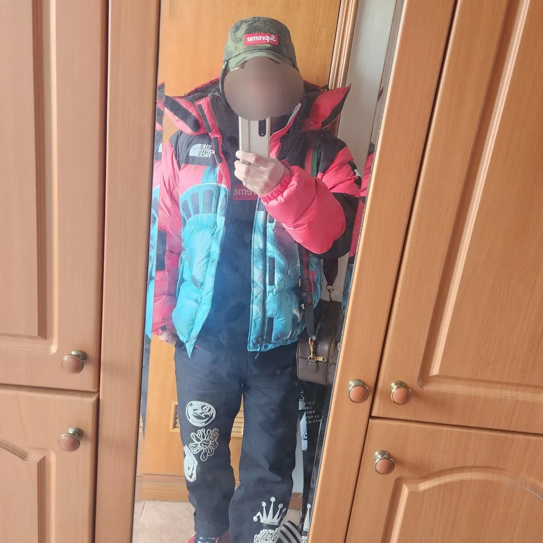 슈프림 x 카우스 초크 로고 티셔츠 레드 - 21SS thumbnail 3