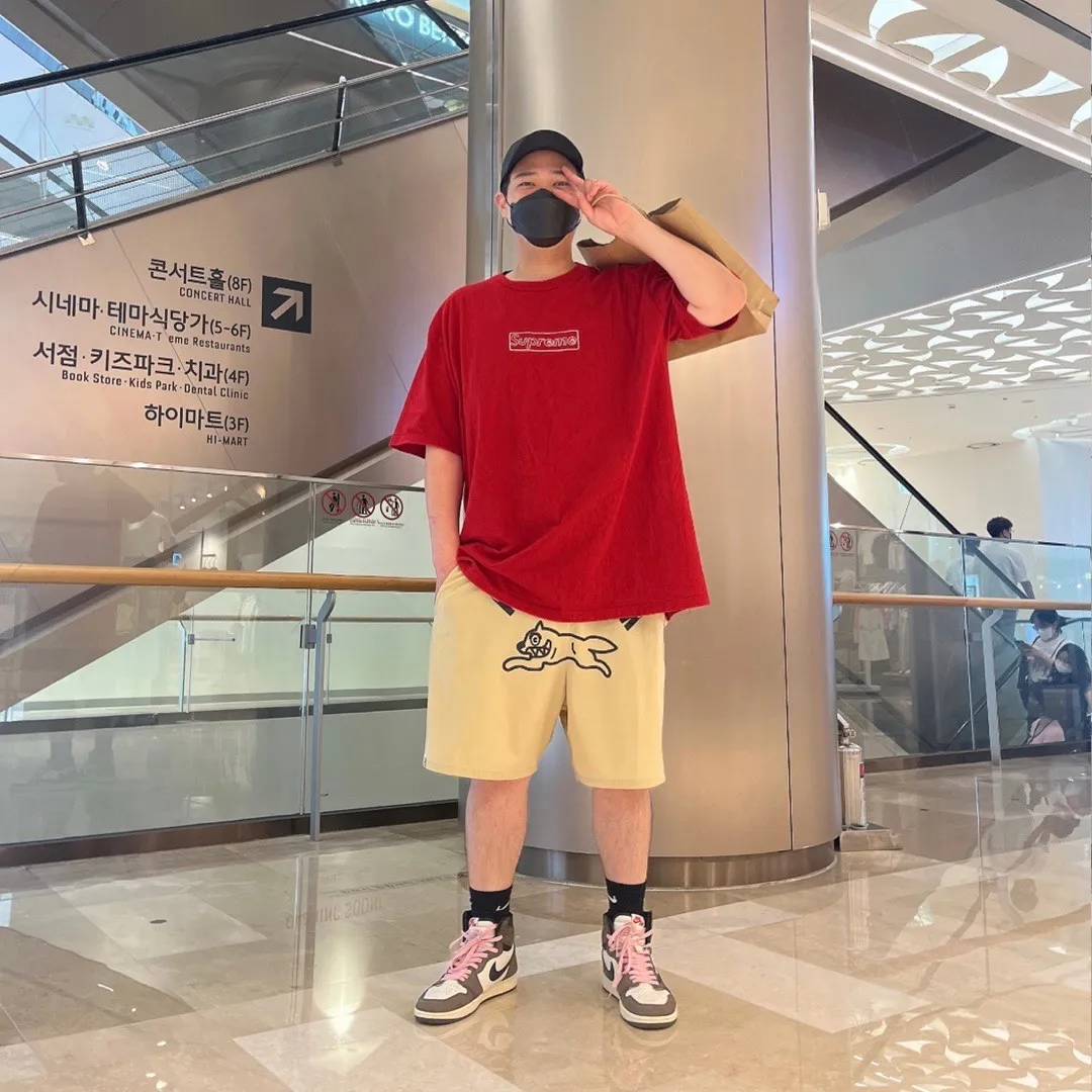 슈프림 x 카우스 초크 로고 티셔츠 레드 - 21SS thumbnail 6