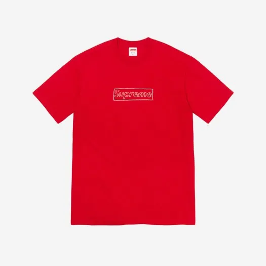 슈프림 x 카우스 초크 로고 티셔츠 레드 - 21SS