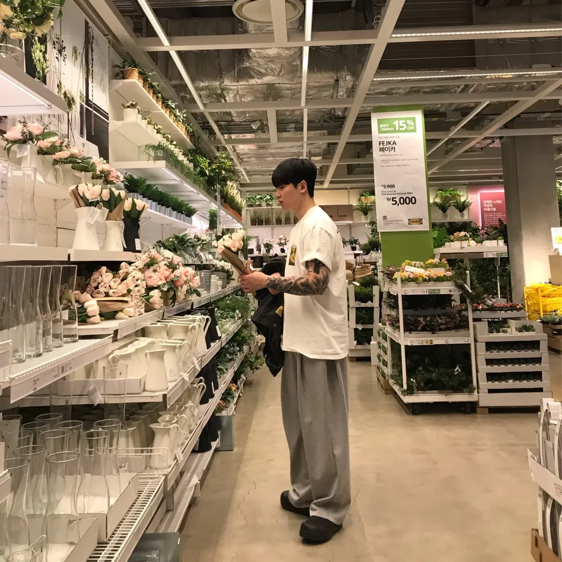 스투시 플라워 그리드 피그먼트 다이드 티셔츠 내츄럴 thumbnail 5