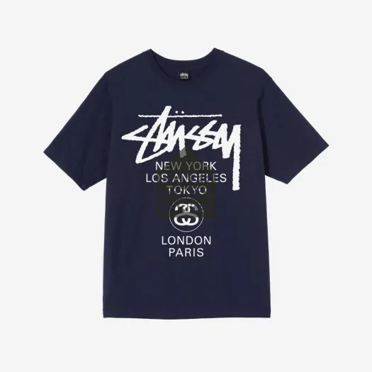 스투시 도버 스트리트 마켓 월드투어 티셔츠 네이비 2021