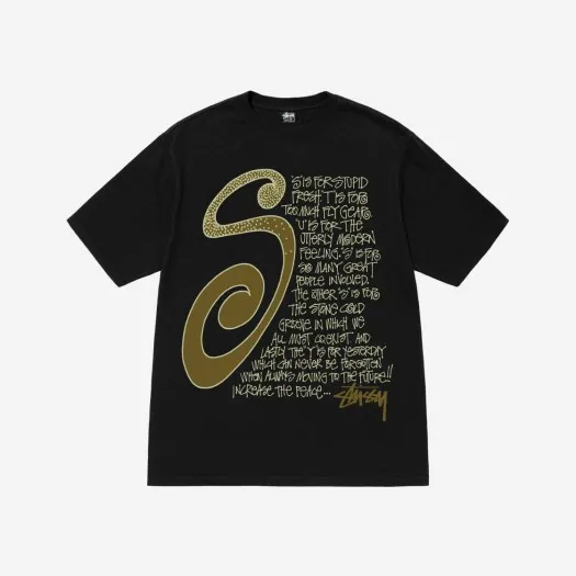 스투시 S 토크 피그먼트 다이드 티셔츠 블랙