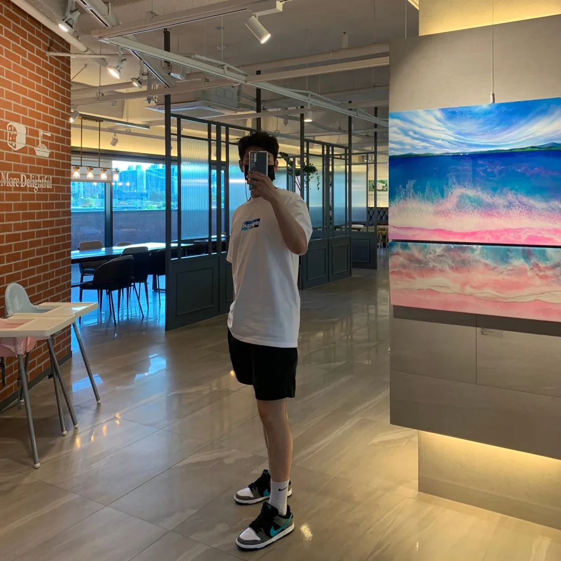 슈프림 x 에밀리오 푸치 박스로고 티셔츠 화이트 블루 - 21SS thumbnail 2