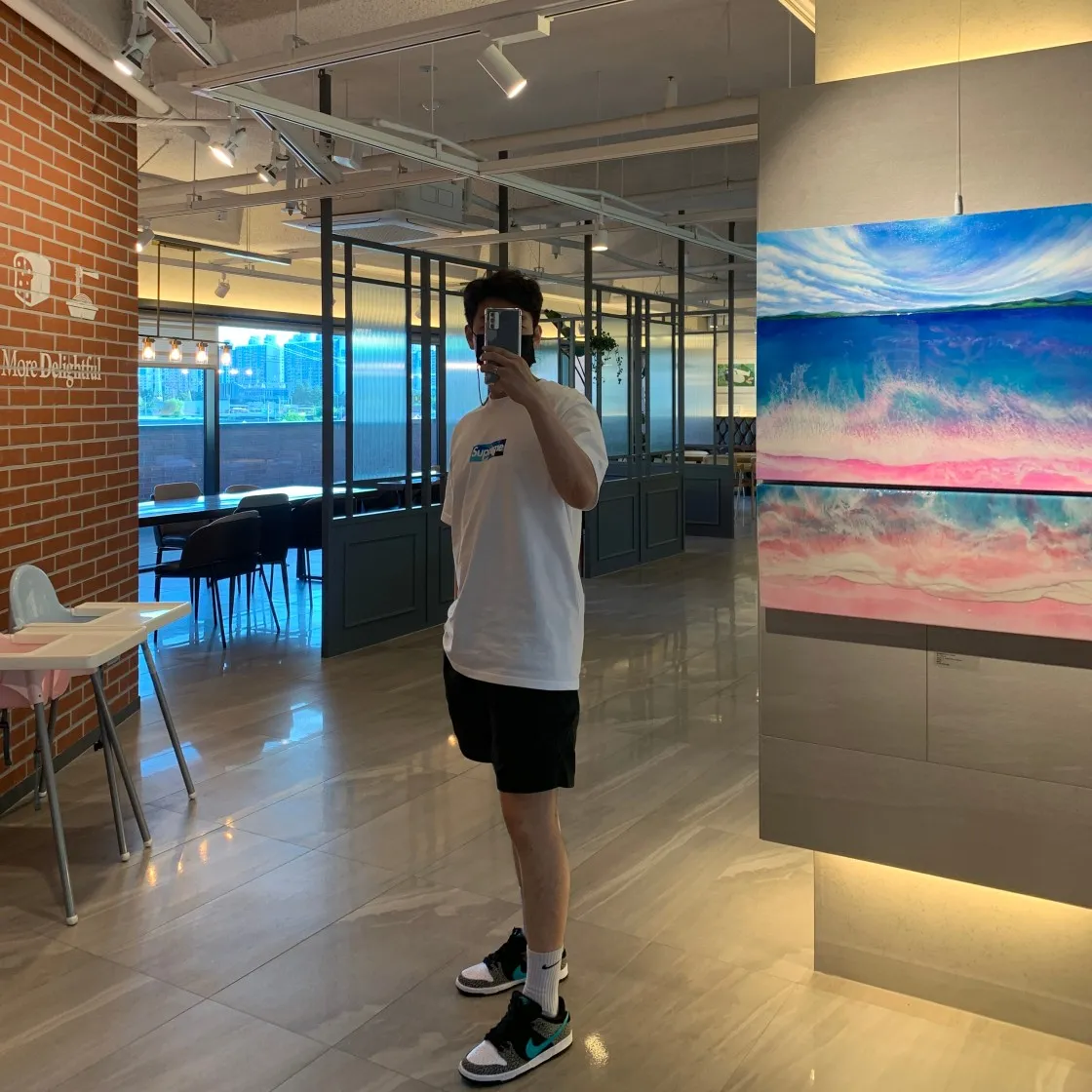 슈프림 x 에밀리오 푸치 박스로고 티셔츠 화이트 블루 - 21SS thumbnail 3